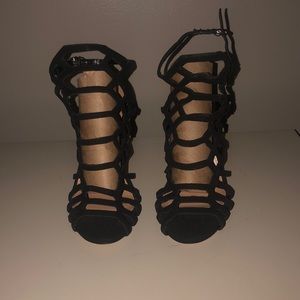 Black strappy heels